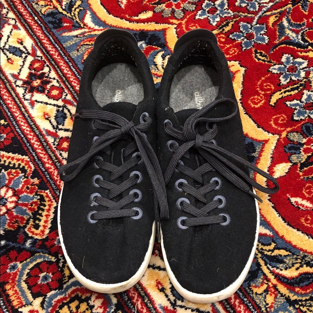 Allbirds Black Wool Runners with White Soles